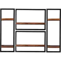 SIT Möbel PANAMA Wandregal-Set Altmetall/Mangoholz