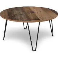 ByLiving Couchtisch FLAIR / Melamin Old Wood, Metall schwarz / D 80, H 40 cm