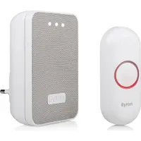 Byron DBY-22322 Drahtlose Türklingel - Empfänger mit Stecker - Wasserdicht - Weiß - 150m Reichweite - 85dB - 16 Melodien - Mit Netzoberfläche und optischem Signal