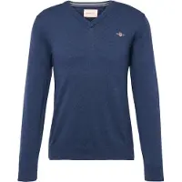 Gant Pullover Cotton V-Neck Herren Dark Jeansblue Melange-XXXL