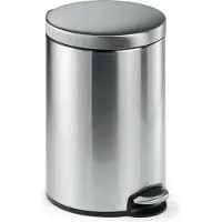 Durable Treteimer Metall rund, Soft Close, 12 Liter, Edelstahl