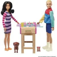 Barbie Mini-Fußballtisch Spielset mit Hund - Spielzeug