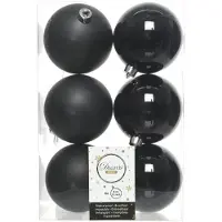 Décoris Weihnachtskugeln 8cm Kunststoff Christbaumkugeln Plastik bruchsicher schwarz