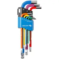 Högert Sechskantschlüsselsatz, lang, Multicolour, S2 Stahl, 9 Stck.