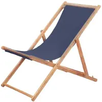 vidaXL Strandstuhl Klappbar Stoff und Massivholz Blau