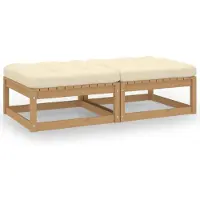 vidaXL Garten-Fußhocker mit Kissen 2 Stk. Massivholz Kiefer