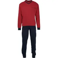 Götzburg Pyjama "Manhattan" 2 tlg. Langarm, V-Ausschnitt, lange Hose, V-Ausschnitt, Baumwolle