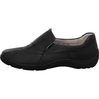Waldlaufer Slipper in Weite H Henni 496504-172-001, Glattleder, Schwarz, ProAktiv Fußbett zum Wechseln 37
