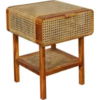 SIT Möbel ROMANTEAKA Nachtkommode Teak/Peddigrohr-Geflecht natur