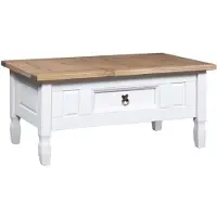 vidaXL Couchtisch Mexiko-Stil Kiefernholz Weiß 100x55x44 cm