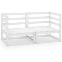 vidaXL Gartensofa 2-Sitzer Weiß Massivholz Kiefer