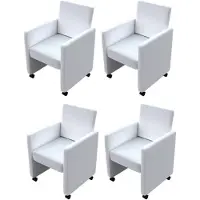 vidaXL Esszimmerstühle 4 Stk. Weiß Kunstleder