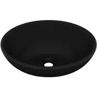 vidaXL s Ovales Waschbecken Matt Schwarz 40x33 cm Keramik