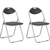 vidaXL Klappbare Esszimmerstühle 2 Stk. Schwarz Kunstleder