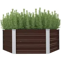 vidaXL Hochbeet Braun 129 x 129 x 45 cm Verzinkter Stahl