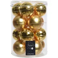 Décoris Weihnachtskugeln Glas glänzend-matt 80mm hellgold groß Kerst (geel)