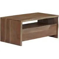 vidaXL Couchtisch Massivholz Akazie Naturkanten 90x50x40 cm Grau