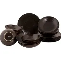 Palmer Ruston, Tafelservice 24-teilig 6 Personen, Braun Steinzeug, 1 Geschirr Set