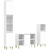 vidaXL 3-tlg. Badmöbel-Set Weiß Holzwerkstoff