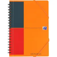 Hamelin Meetingbook International, DIN B5, weiß-liniert, 80 Blatt, spiralgebunden, Optik Paper, orange/rot/schwarz