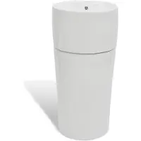 vidaXL Standwaschbecken mit Hahn/Überlaufloch Keramik weiß rund