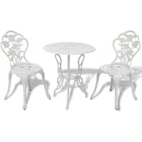 vidaXL 3-tlg. Bistro-Set Aluminiumguss Weiß