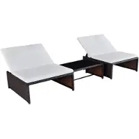 vidaXL Outdoor-Lehnstühle 2 Stk. mit Tisch Braun Poly Rattan