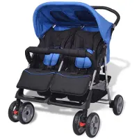 vidaXL Baby Twin Stahl Doppelkinderwagen