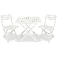 vidaXL 3-tlg. Bistro-Set Klappbar Kunststoff Weiß
