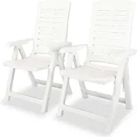 vidaXL Verstellbare Gartenstühle 2 Stk. Kunststoff Weiß