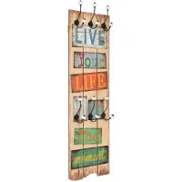 vidaXL Wandgarderobe mit 6 Haken 120 x 40 cm "LIVE LIFE"