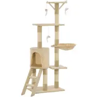 vidaXL Katzen-Kratzbaum mit Sisal-Säulen 138 cm Beige