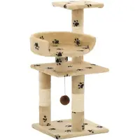 vidaXL Katzen-Kratzbaum mit Sisal-Säulen 65 cm Pfoten-Aufdruck Beige