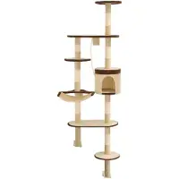 vidaXL Wandkratzbaum mit Sisal-Kratzsäulen 194 cm Beige/Braun