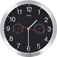 vidaXL Wanduhr mit Quarzwerk, Hygrometer und Thermometer 30 cm Schwarz