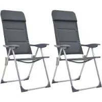 vidaXL Campingstuhl 2 Stk. Grau 58 x 69 x 111 cm Aluminium