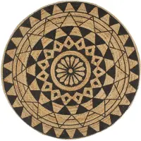 vidaXL Teppich Handgefertigt Jute Schwarzer Druck 120 cm