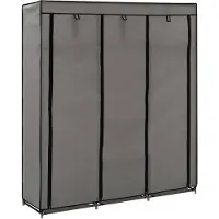 vidaXL Kleiderschrank mit Fächern und Stangen Grau 150x45x175cm Stoff