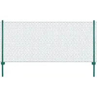 vidaXL Maschendrahtzaun mit Pfosten Stahl 25 x 0,75 m Grün