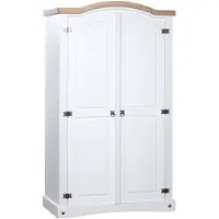 vidaXL Kleiderschrank Mexiko-Stil Kiefernholz 2 Türen Weiß