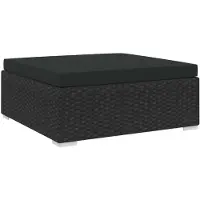 vidaXL Modular-Fußhocker 1 Stk. mit Kissen Poly-Rattan Schwarz