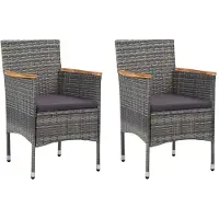 vidaXL Garten-Essstühle 2 Stk. Poly Rattan Grau