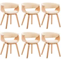vidaXL Esszimmerstühle 6 Stk. Creme Bugholz und Kunstleder