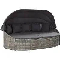 vidaXL Outdoor-Loungebett mit Dach Grau