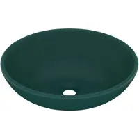 vidaXL s Ovales Waschbecken Matt Dunkelgrün 40x33 cm Keramik