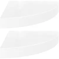 vidaXL - Eckregale - schwebend - 2 - Stück - 25x25x3,8 - cm - MDF - hochglanz - weiß