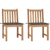 vidaXL Gartenstühle 2 Stk. mit Kissen Massivholz Teak