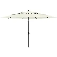 vidaXL Sonnenschirm mit Aluminium-Mast 3-lagig Sandfarbe 3,5 m