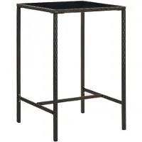 vidaXL Garten-Bartisch Braun 70x70x110 cm Poly Rattan und Glas