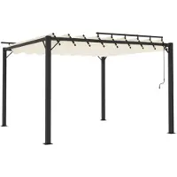 vidaXL Pergola mit Lamellendach 3x3 m Creme Stoff und Aluminium